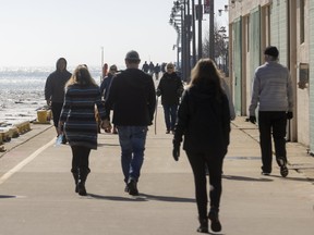Lots of people were out walking in Port Stanley on March 6, 2022.